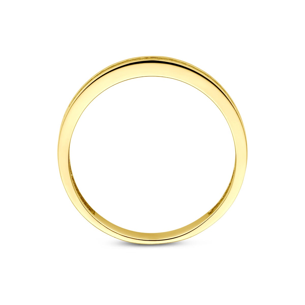 Anello in oro giallo 14k con zirconi – incastonatura a filo alliance, 2,5 mm di larghezza