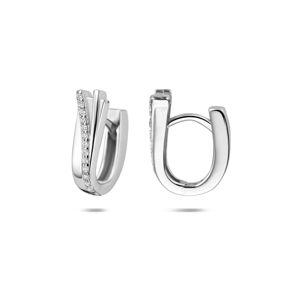 Orecchini a bottone in argento 925k rodiato con zirconia