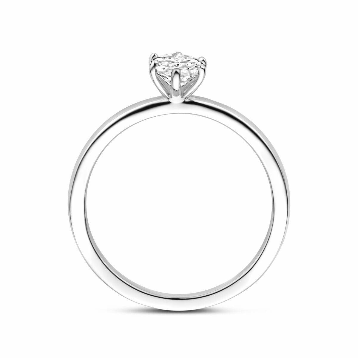 Anello da donna in argento con zirconia ovale – argento 925 rodiato