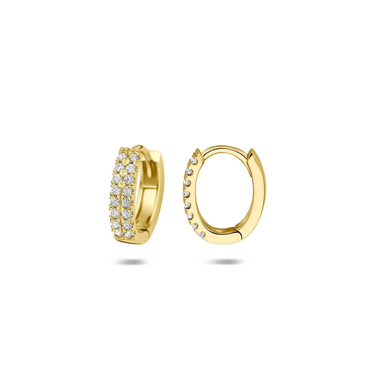 Orecchini a clip in oro giallo 14k con zirconi