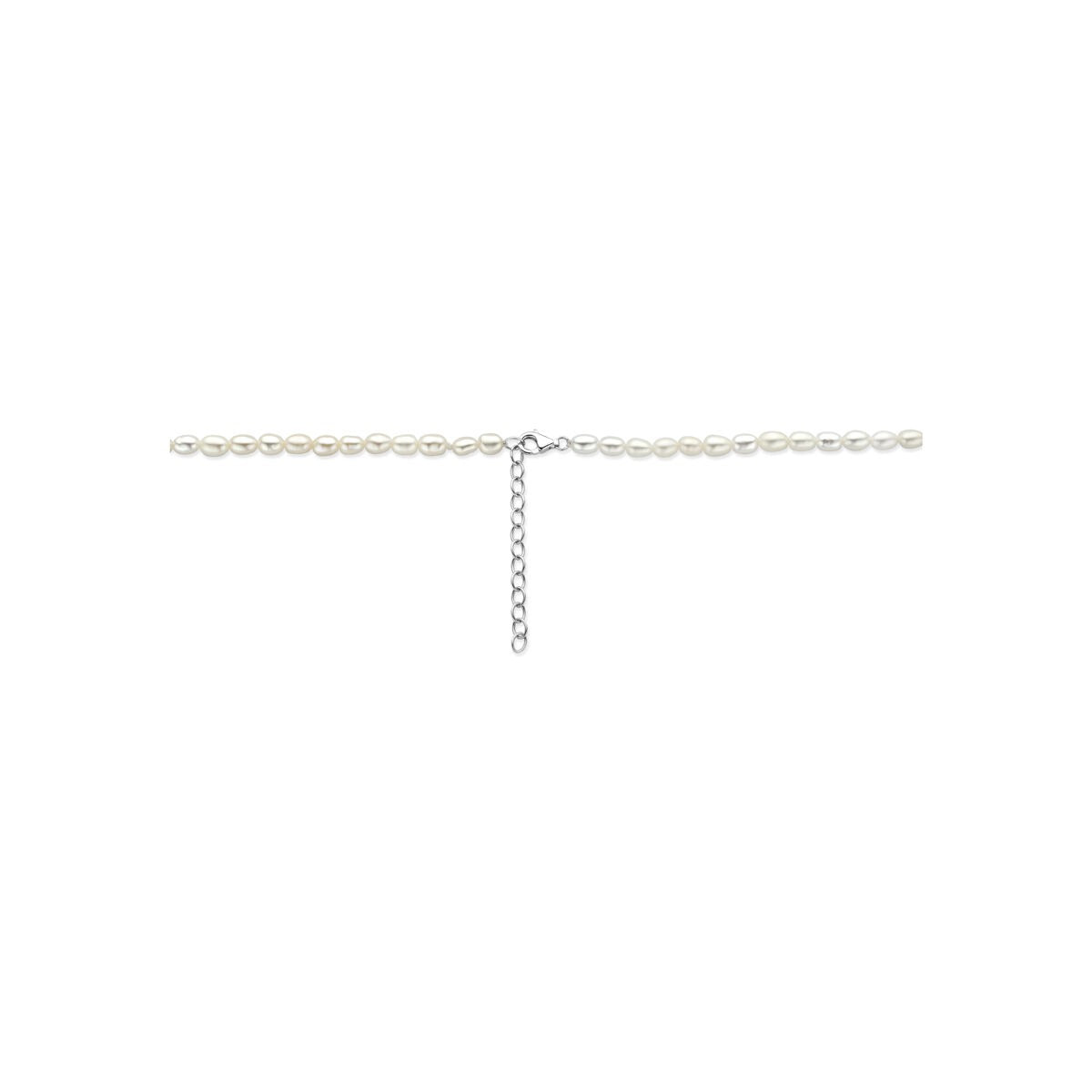 Collana di perle in argento rodiato con lunghezza regolabile