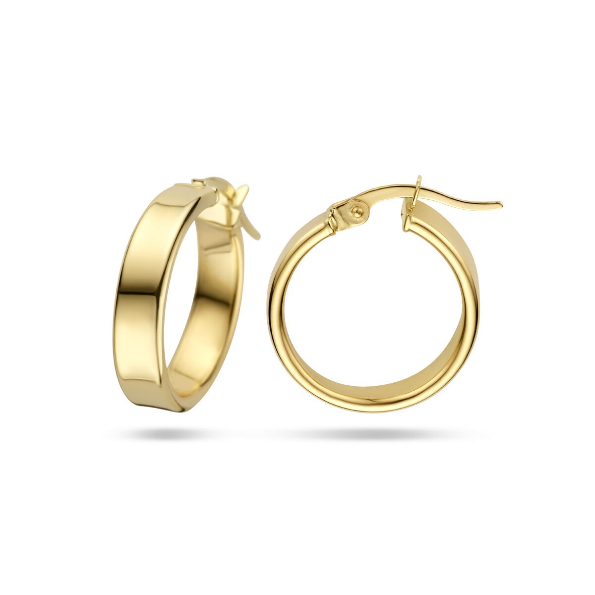 Orecchini a cerchio in oro giallo 14k con spessore 4 mm