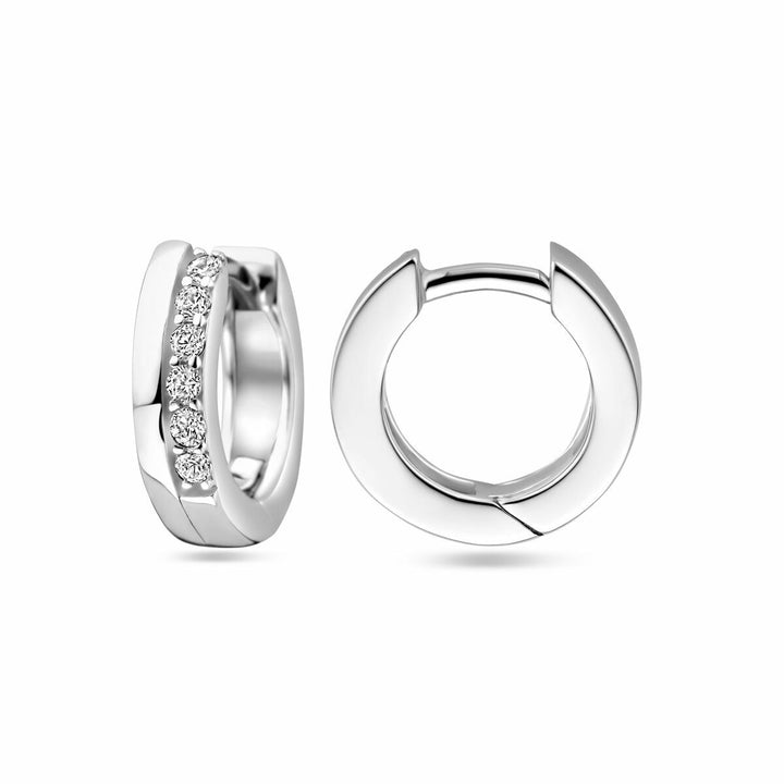 Zilveren klapoorringen met zirkonia – gerhodineerd 925 zilver (set)