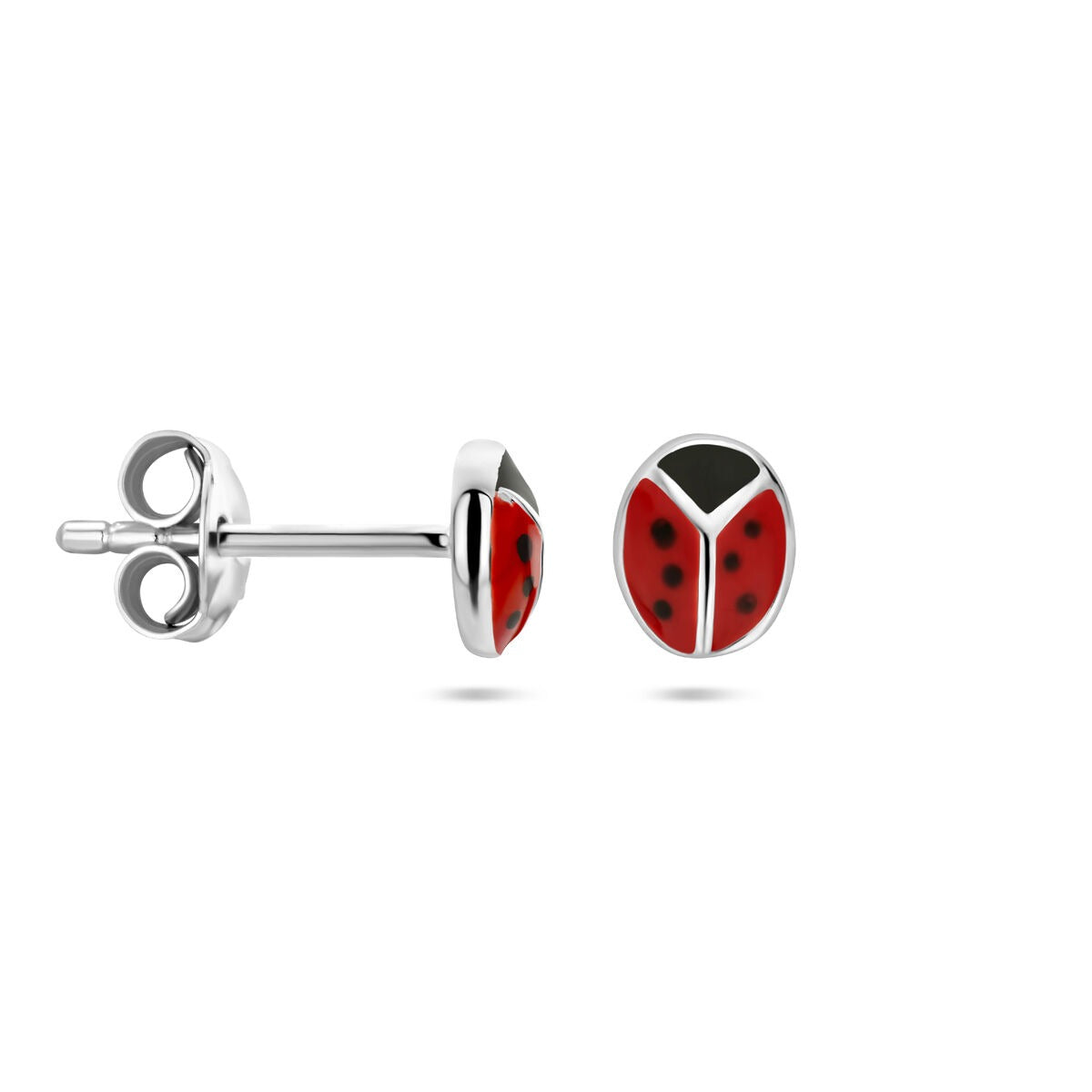 Orecchini a bottone in argento coccinella per bambini – allegro gioiello in argento 925