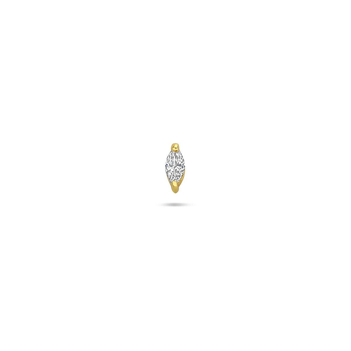 Piercing in argento 925 placcato oro con zirconia, forma allungata e dettagli brillanti.