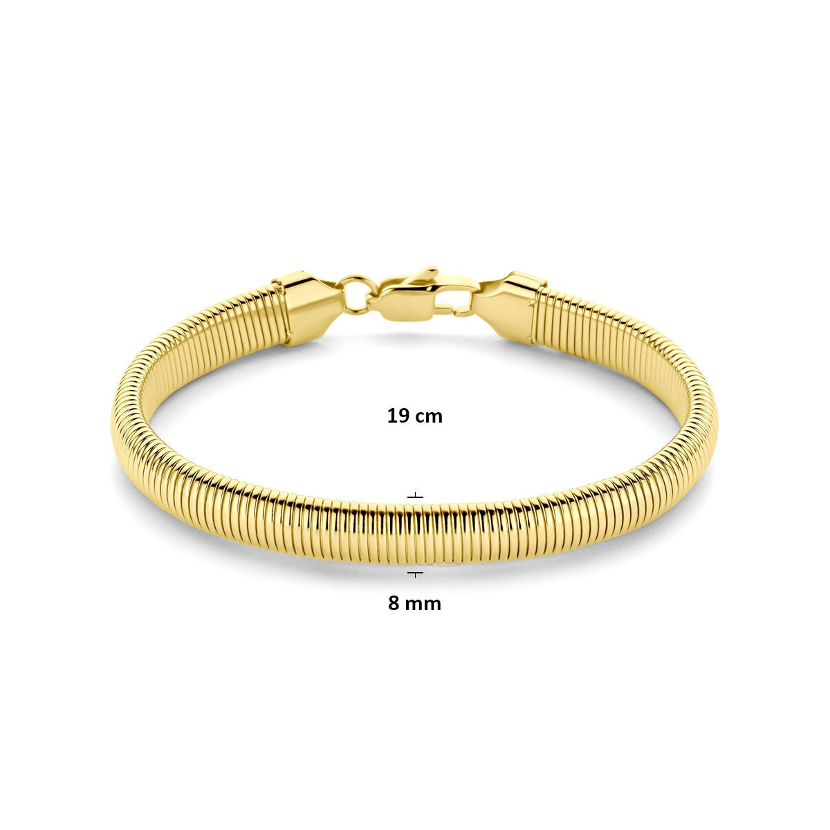 Bracciale in acciaio color oro con maglia da 8mm e chiusura a moschettone