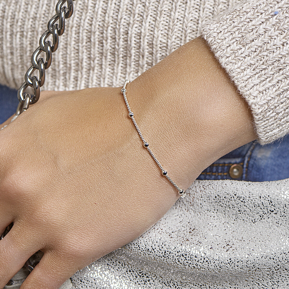 Bracciale in argento con maglia a palline