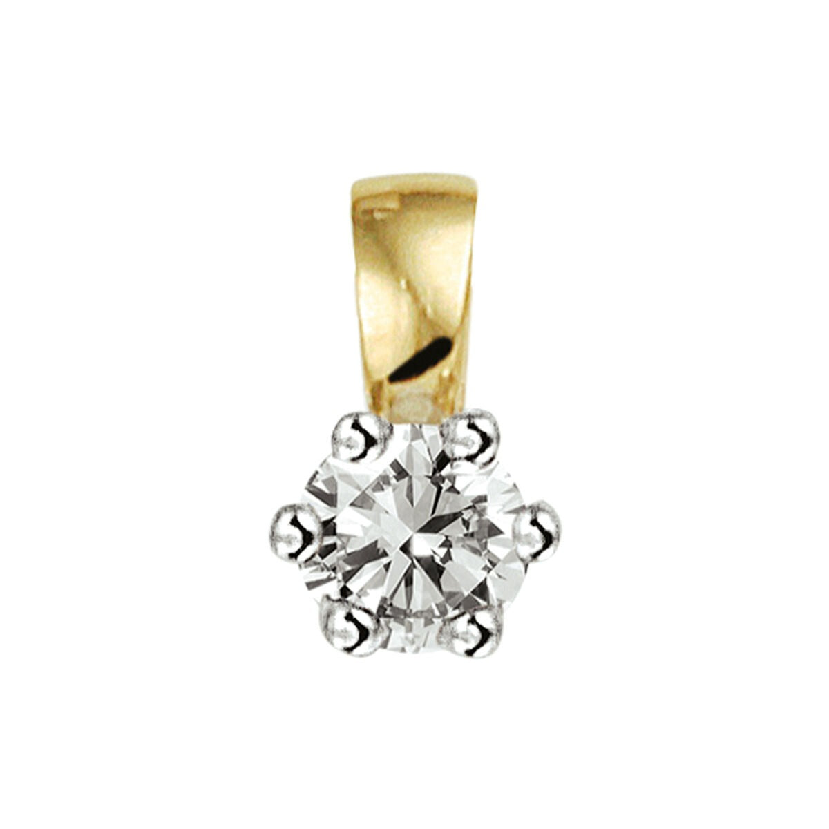 Ciondolo bicolore in oro 14k con diamante, in oro giallo e bianco.