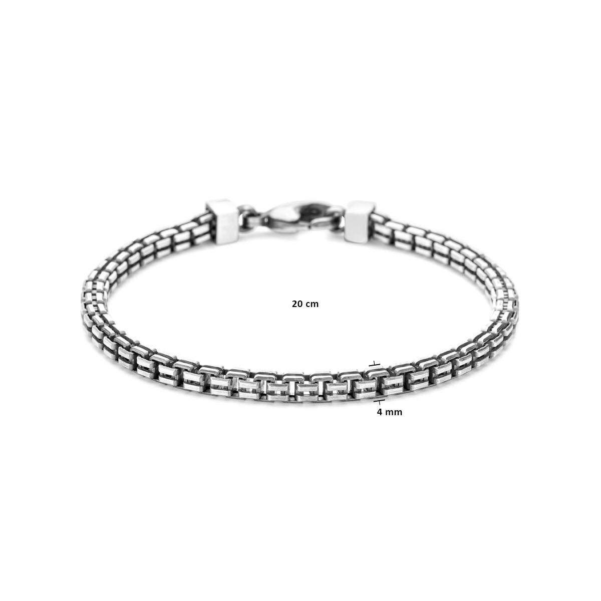 Geoxideerde zilveren heren armband met fantasie schakel