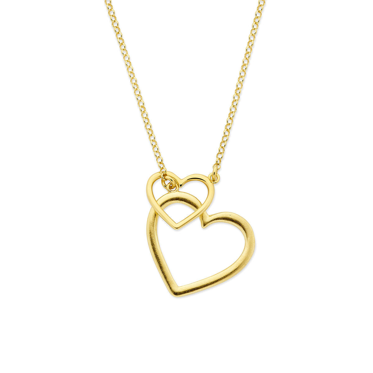 Collana in argento 925 dorato con doppio cuore.