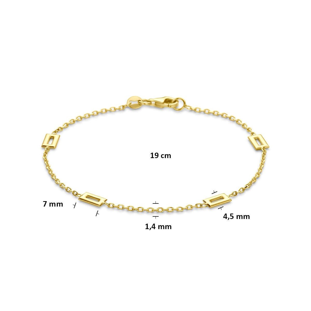Bracciale in oro giallo 14k con maglie giocose