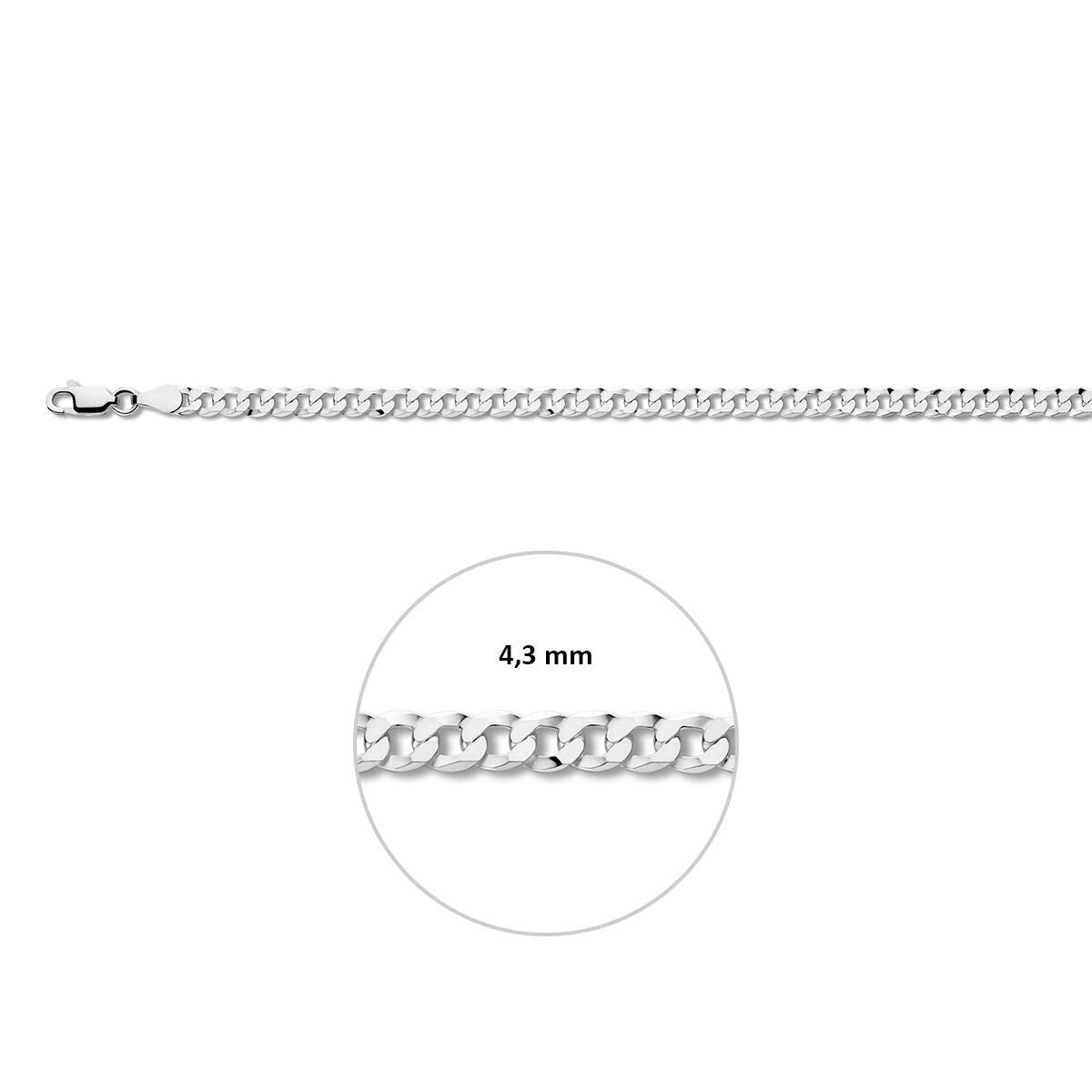 Gerhodineerd 925 zilveren gourmet armband 4,3 mm