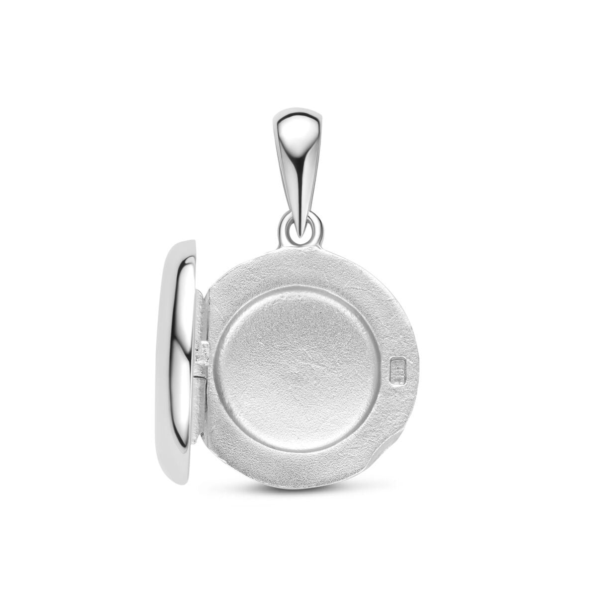 Medaglione rotondo in argento 925 placcato rodio
