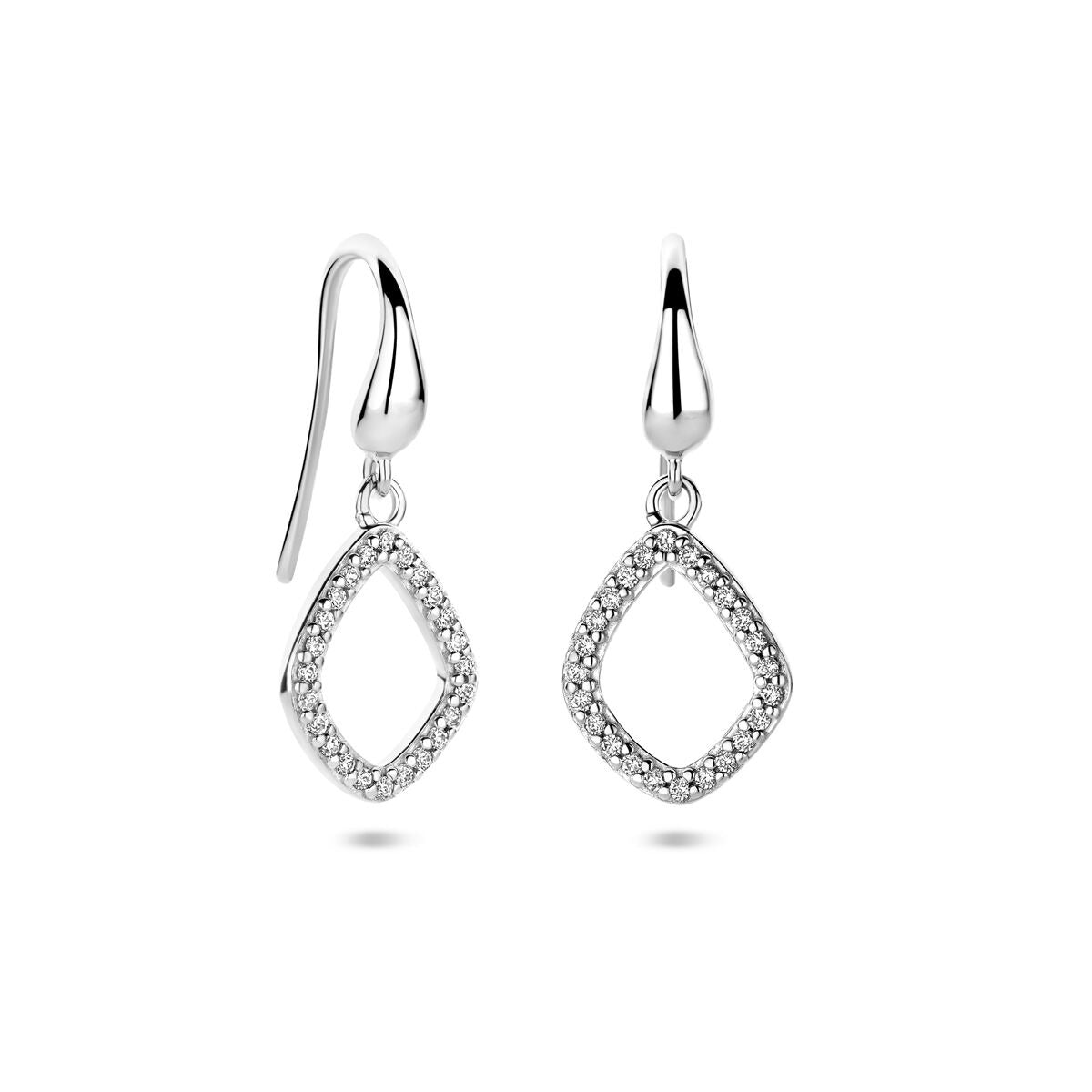 Orecchini pendenti in argento a forma di rombo con zircone 25 mm