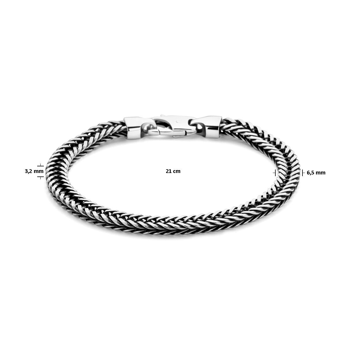 Geoxideerde zilveren heren armband vossestaart