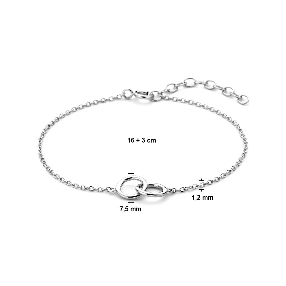 Bracciale d'argento da donna con cerchietti – rodiato