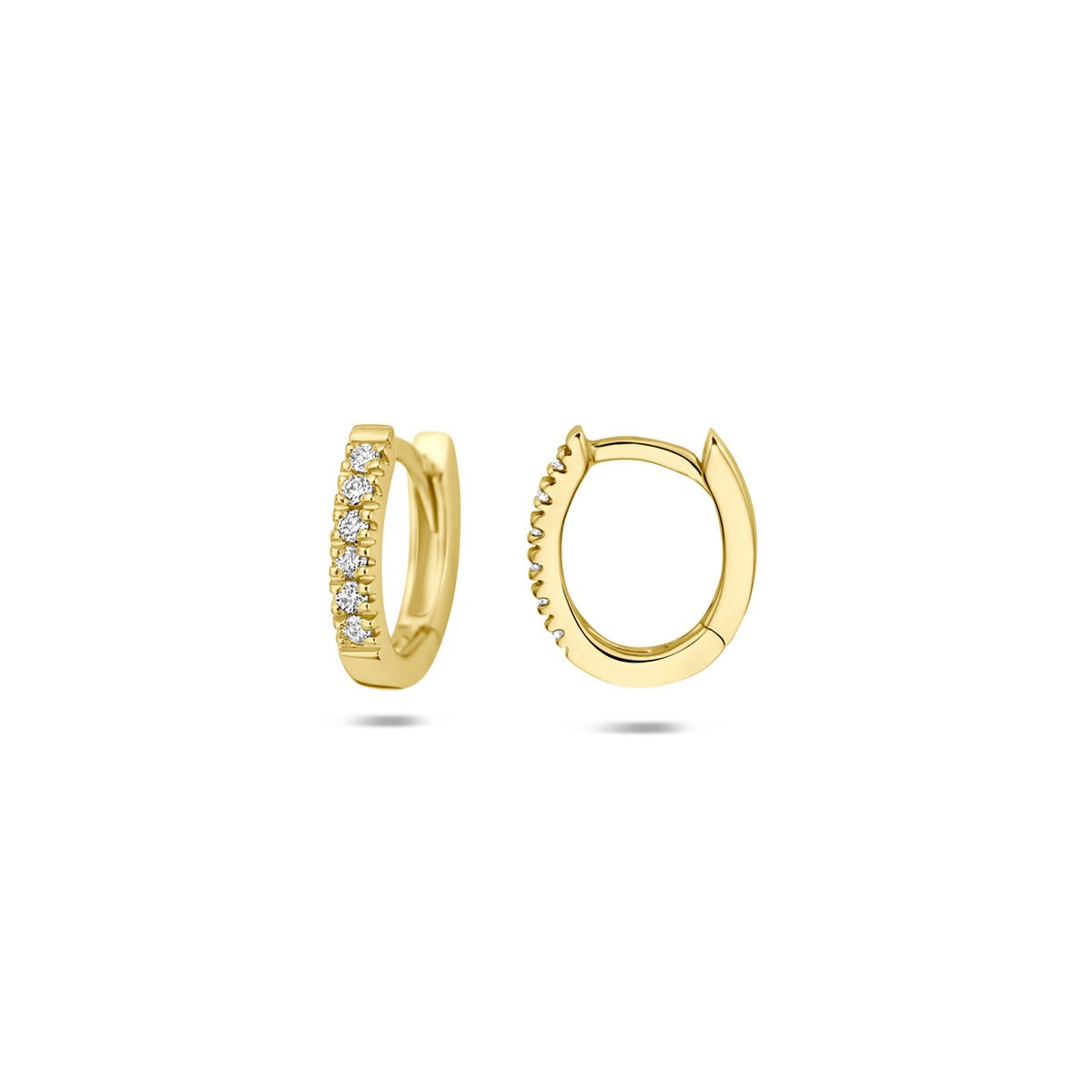 Orecchini a cerchio con chiusura a scatto in oro giallo 14k con diamante lab grown