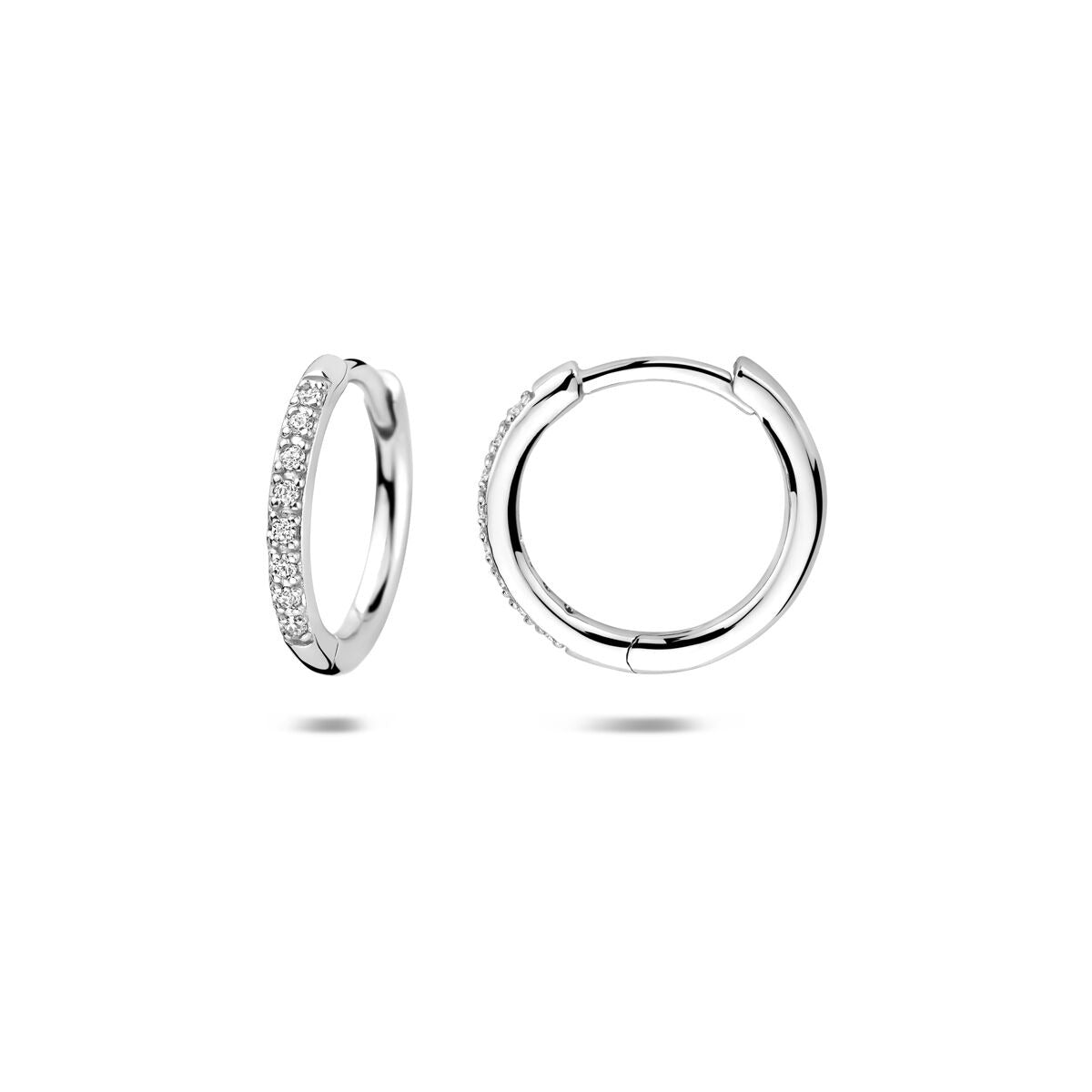 Creole in argento con zirconi – argento 925 rodiato 15 mm