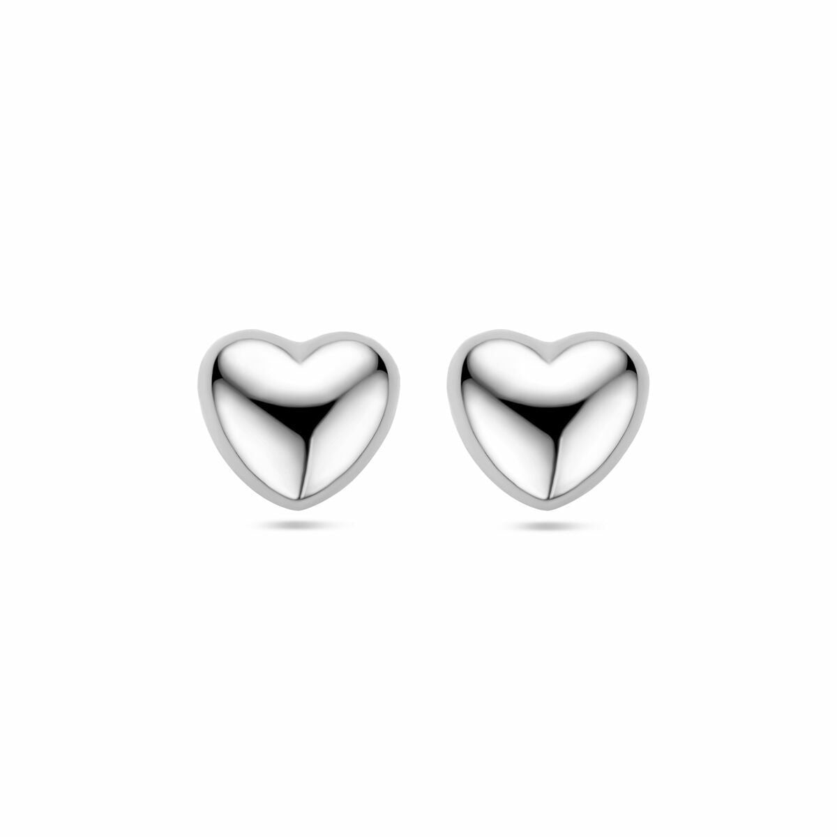 Orecchini a bottone cuore in argento – argento 925 rodiato