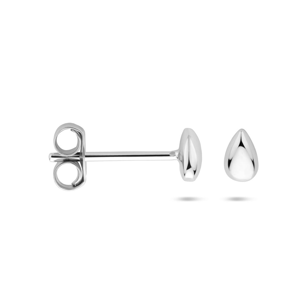 Orecchini a bottone in argento da donna – design a goccia rodiato