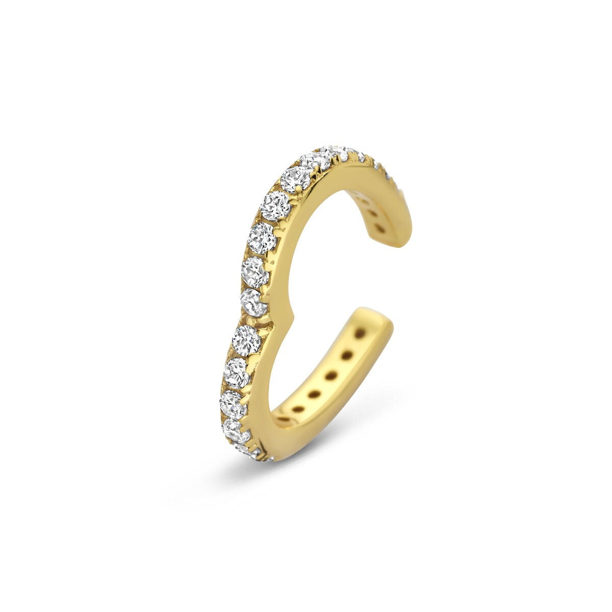 Ear cuff cuoricino in argento placcato con zirconia – accento romantico senza piercing