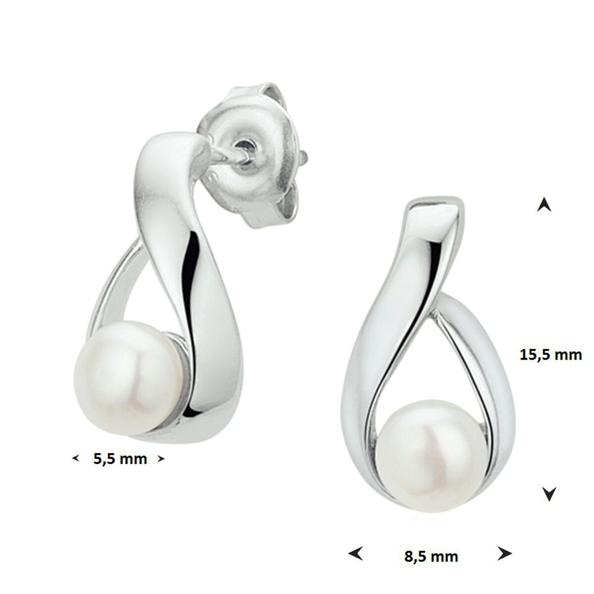 orecchini a bottoncino perla argento rodiato