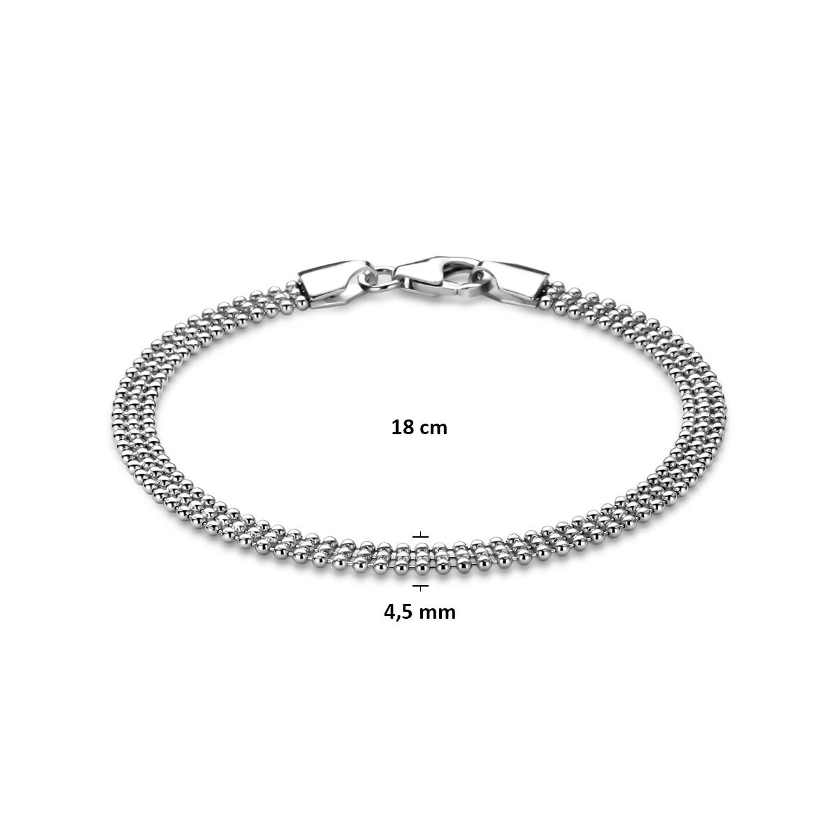 Bracciale da donna in argento - Argento 925 rodiato 4,5 mm 18 cm
