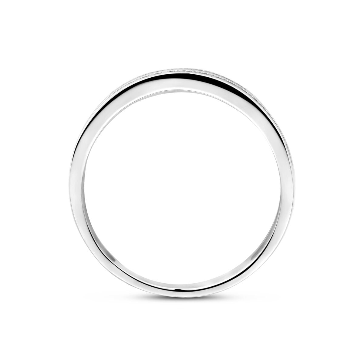 Anello in argento con zirconi – argento 925 rodiato, larghezza 3,5 mm