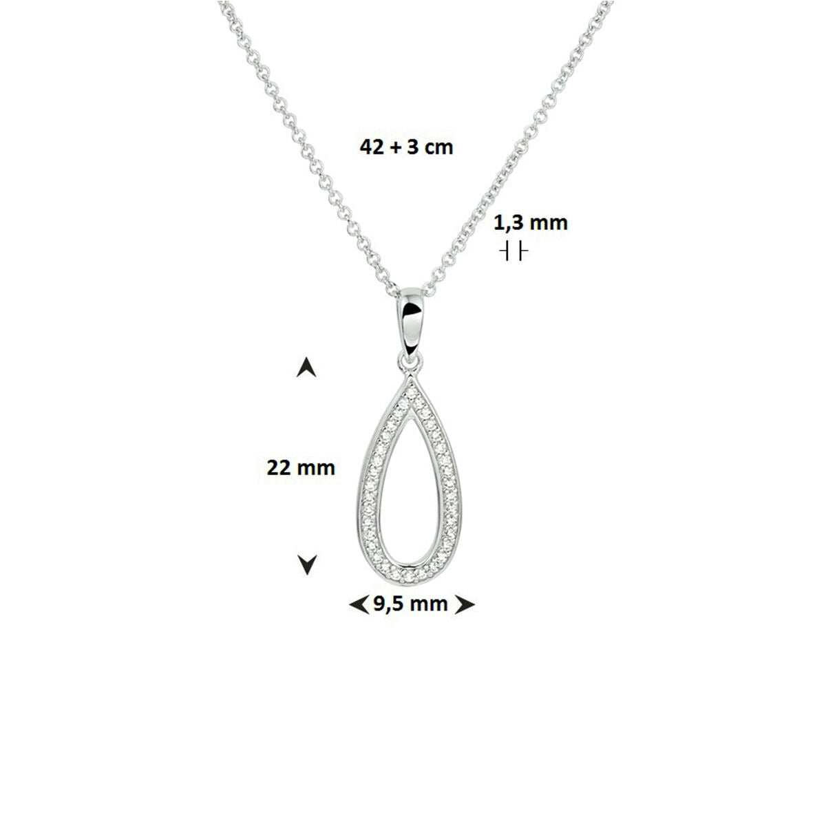 Collana d'argento con ciondolo a goccia in zircone – rodiato