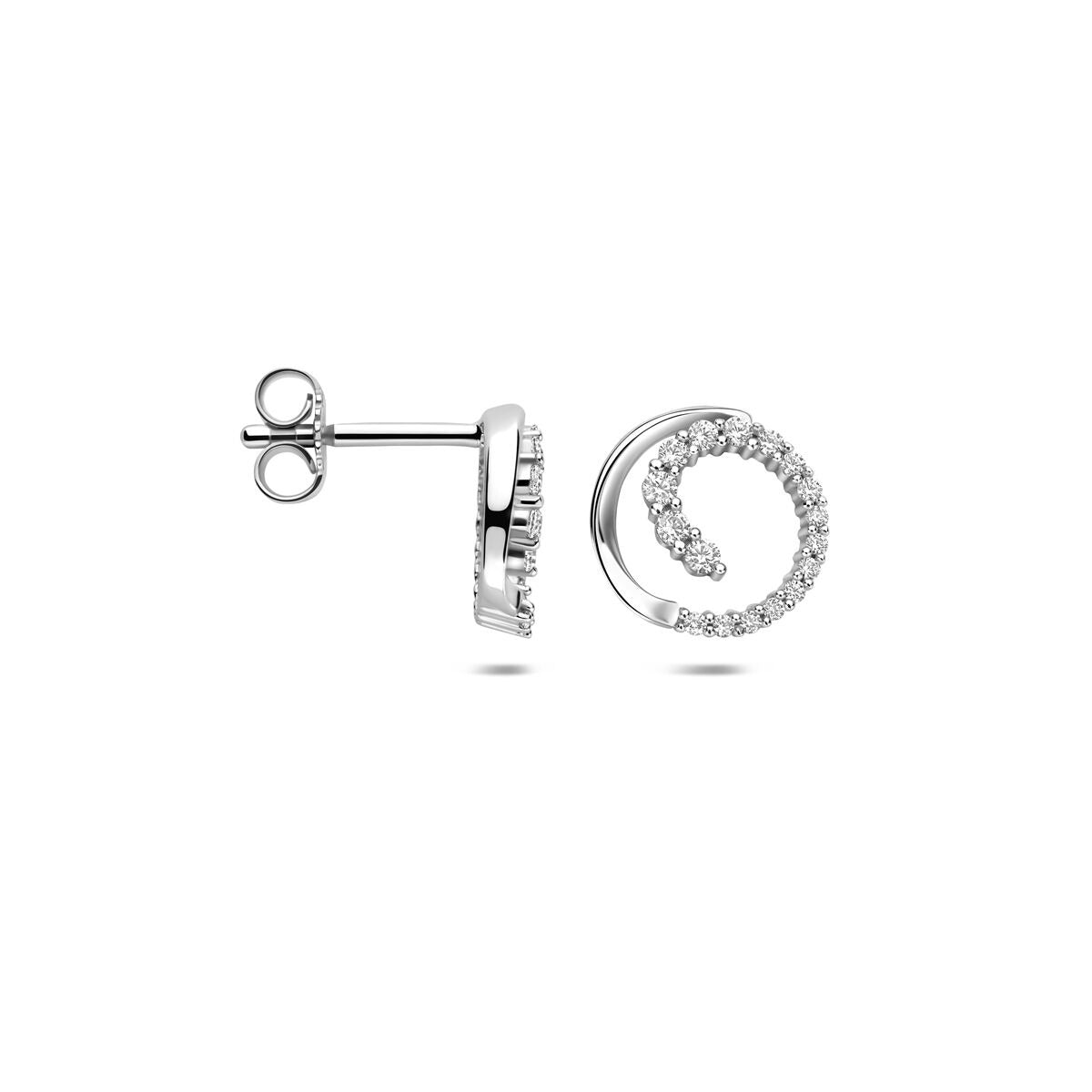 Orecchini a bottone in argento con zircone – entourage taglio brillante 9,5 mm