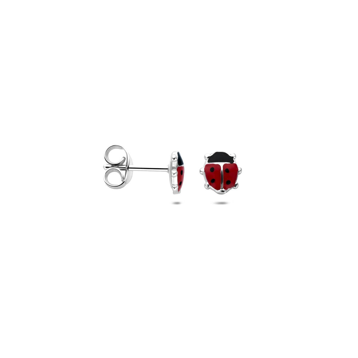 Orecchini a bottone coccinella per bambini in argento – argento 925 rodiato 6 mm