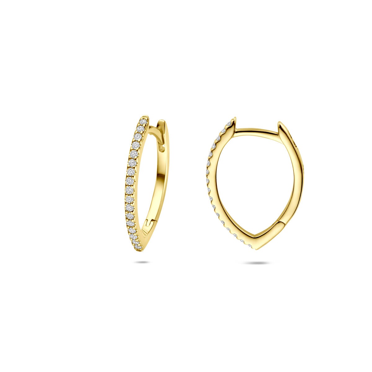 Orecchini a cerchio in oro giallo 14k con diamante – 0,15ct (2x 0,075ct) h si 16,5 mm