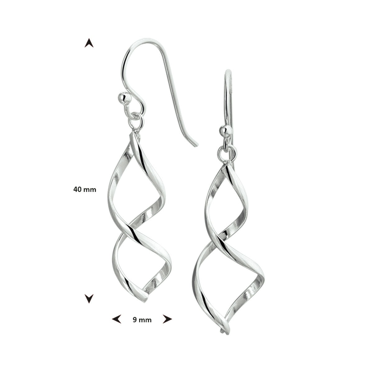Orecchini pendenti in argento – placcato rodio 925, 40 mm