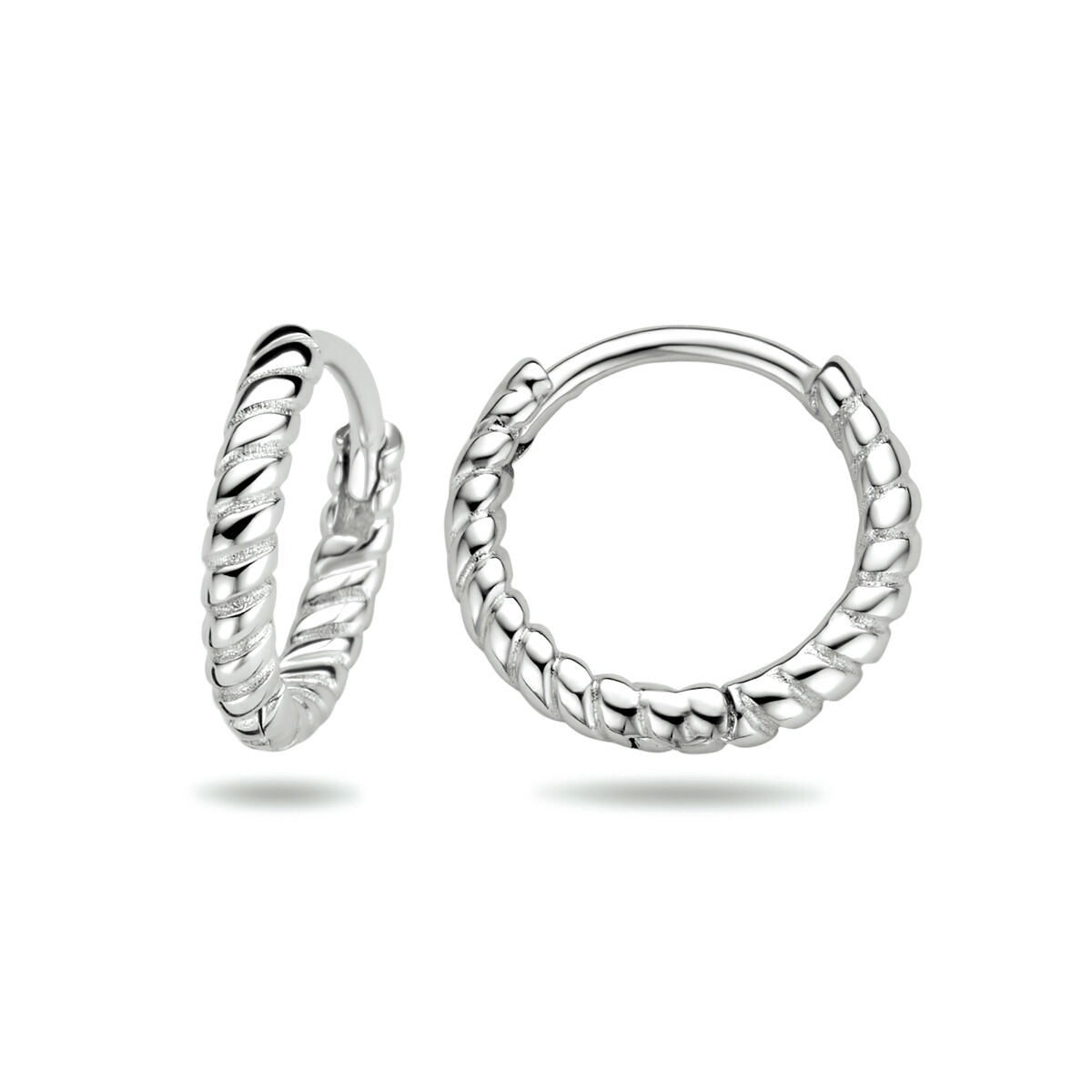 Creole da donna in argento – argento 925 rodiato, design attorcigliato 11 mm