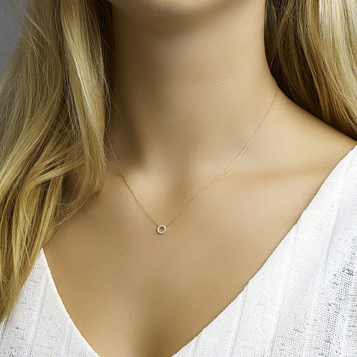 9k Geelgouden collier met zirkonia