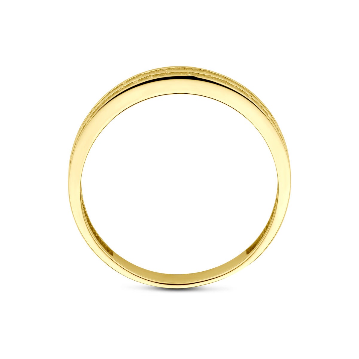 Anello in oro giallo 14k con zirconia – montatura alliance a griffe, 3.5 mm di larghezza