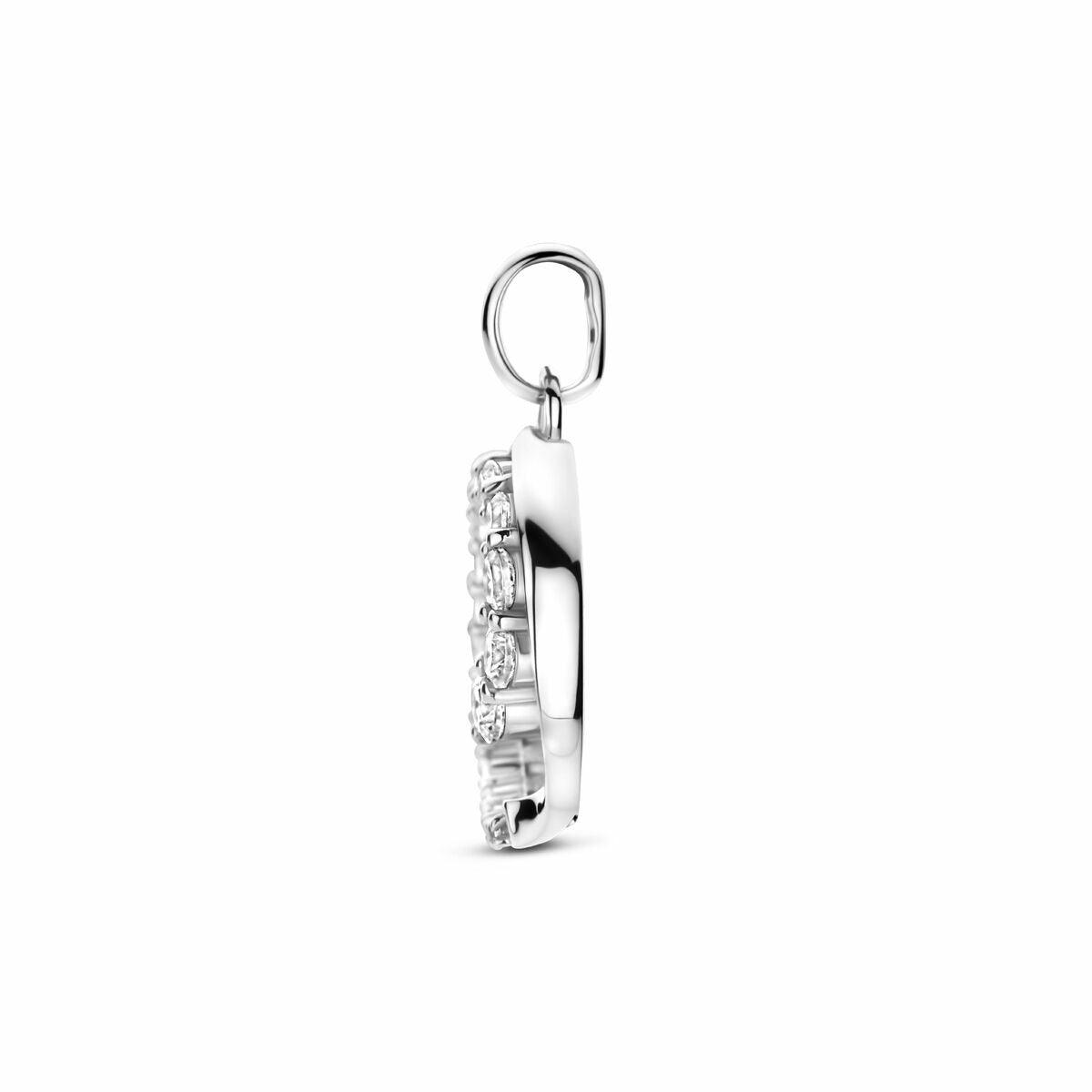 Ciondolo in argento con zircone in montatura entourage 20 mm