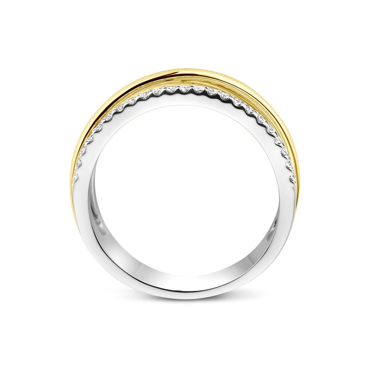 Anello in oro bicolore 14k con diamanti