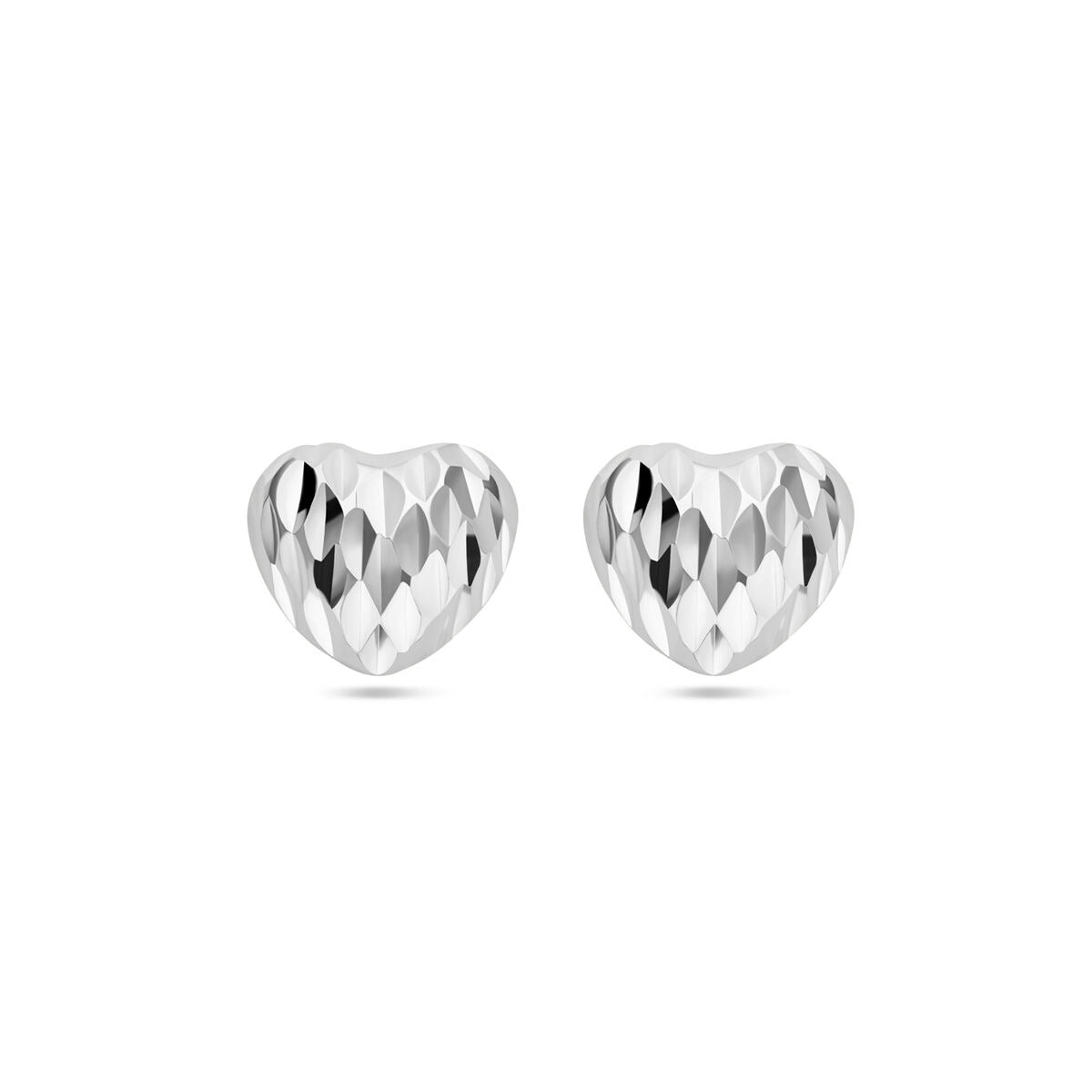 Orecchini a bottone a forma di cuore in argento – argento 925 rodiato