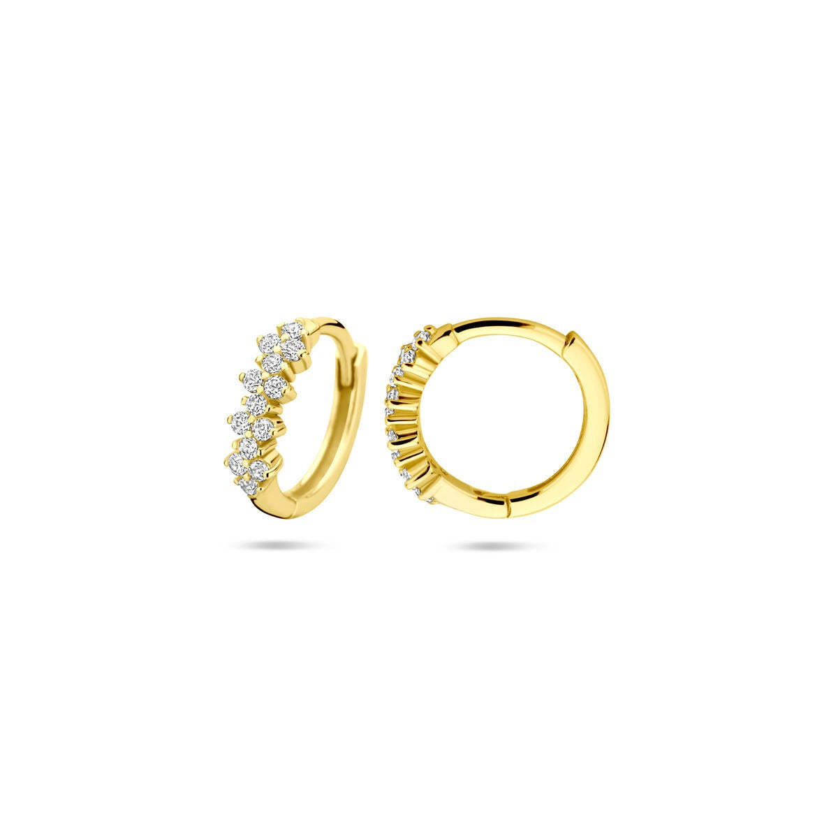 Orecchini a cerchietto in argento dorato con zirconia – diametro 11,5 mm