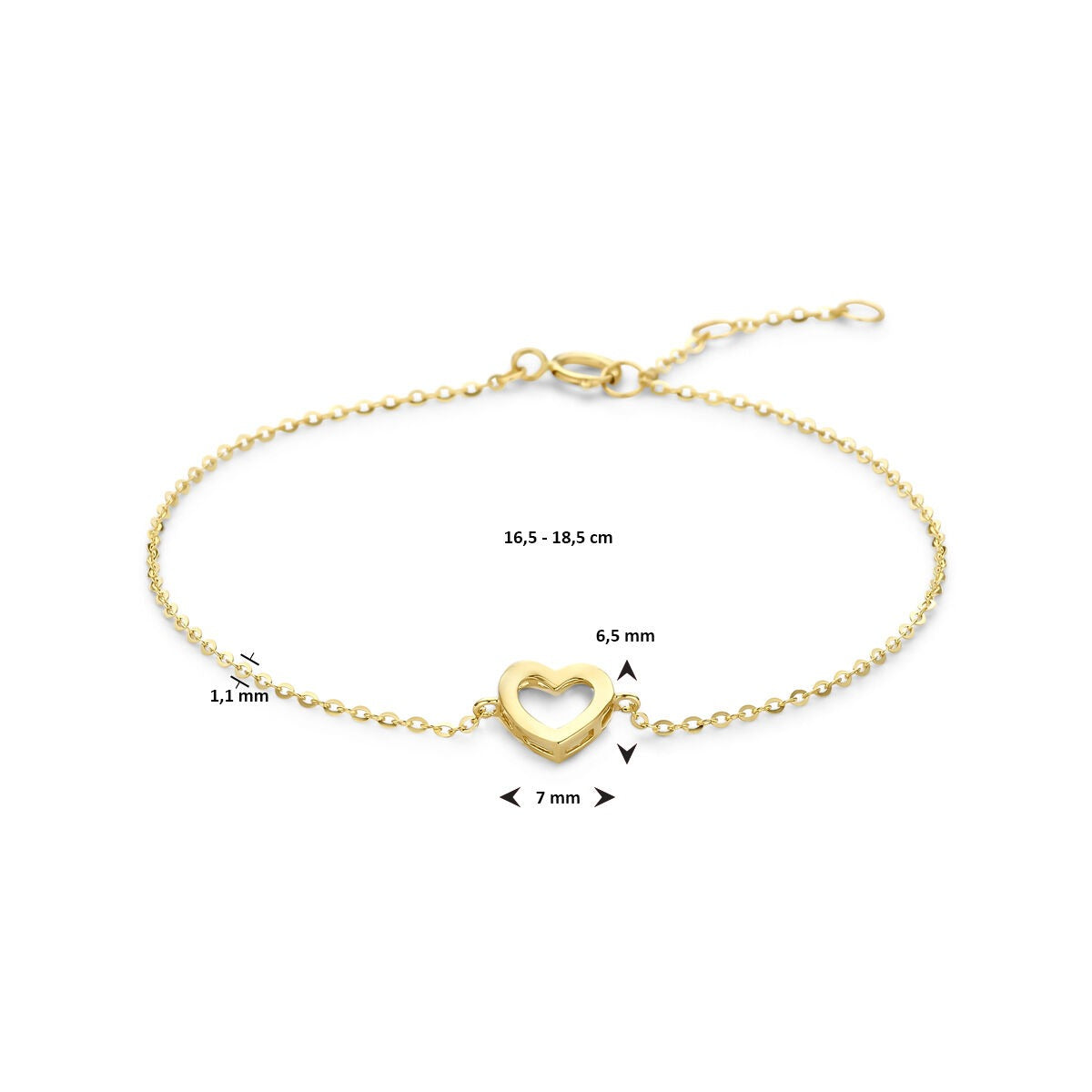 Bracciale in oro da donna con cuoricino aperto – 14k