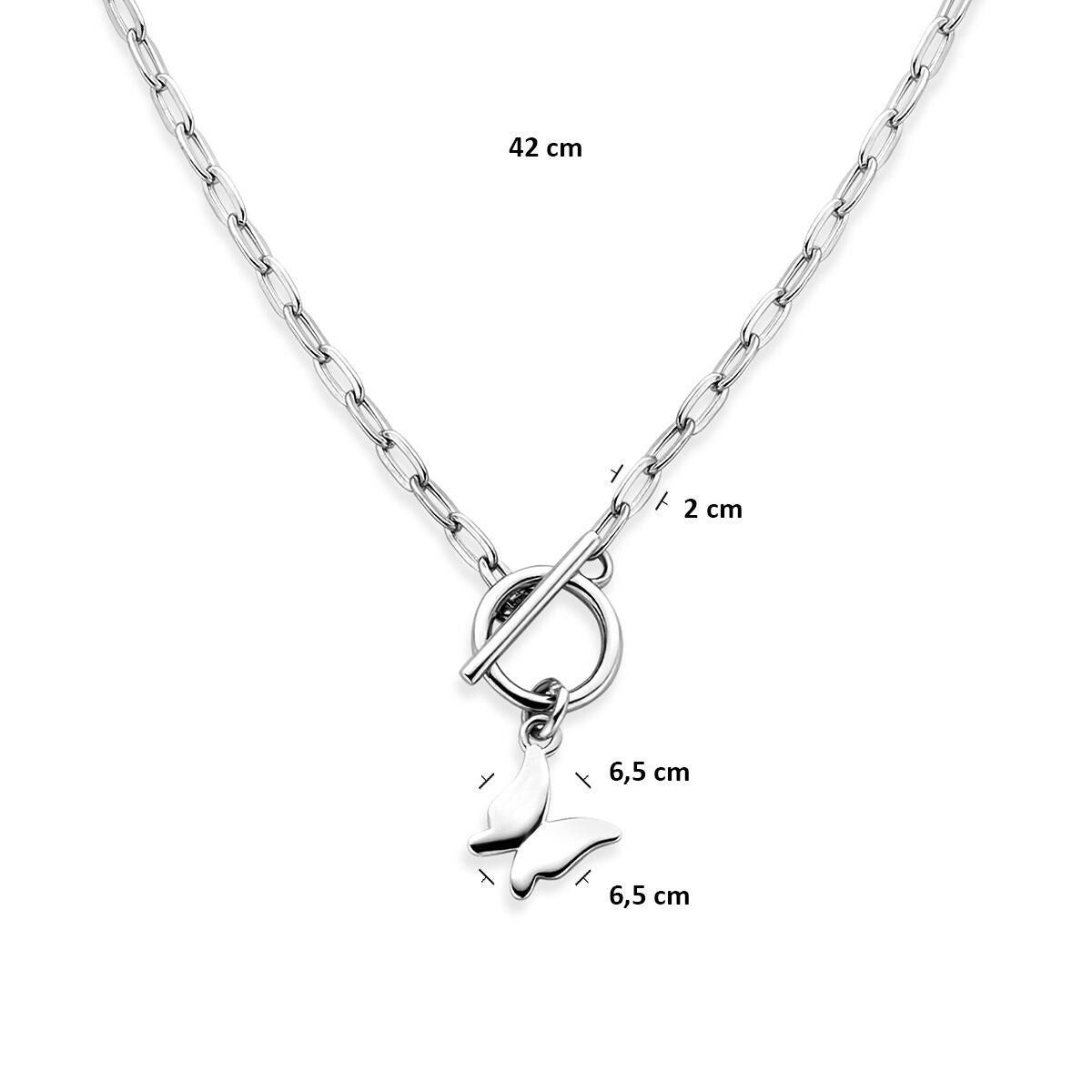 Collana in argento 925 rodiato con farfalla
