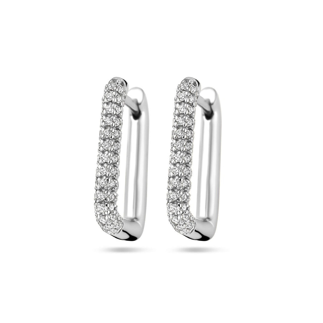 Zilveren klapoorringen met zirkonia – gerhodineerd 925 zilver