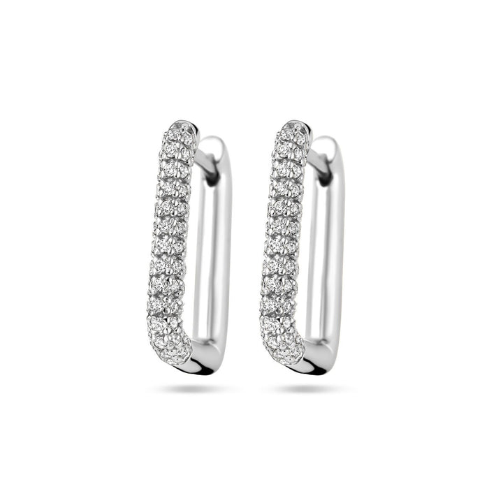 Zilveren klapoorringen met zirkonia – gerhodineerd 925 zilver