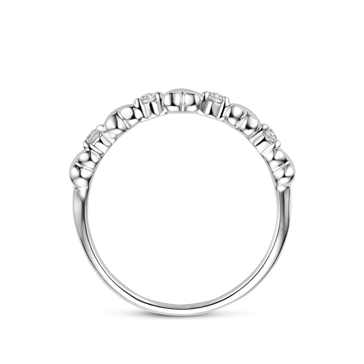 Anello in argento 925 rodiato con cuoricini e zirconia