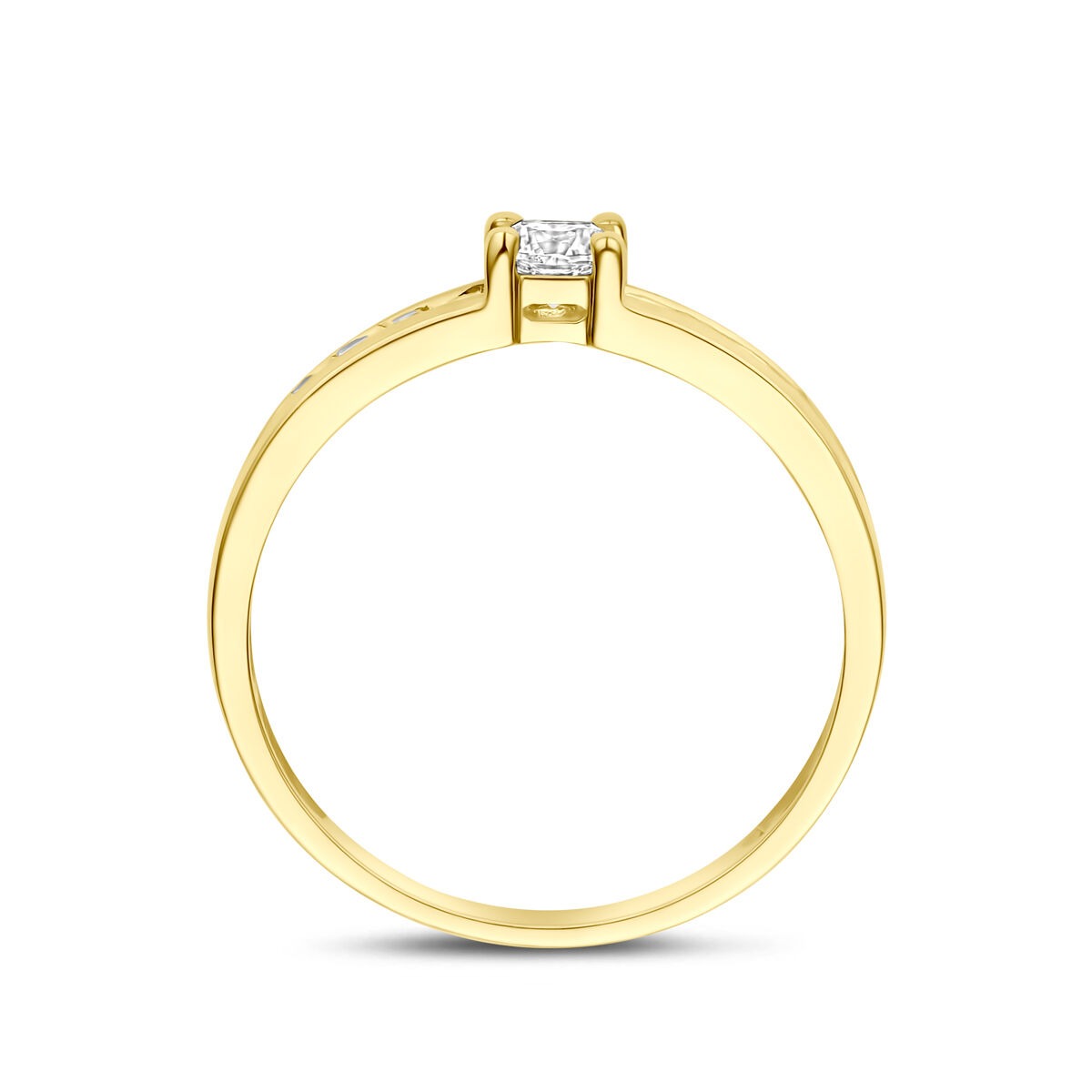 Anello di fidanzamento in oro – 9k oro giallo con zircone, 4 mm di larghezza