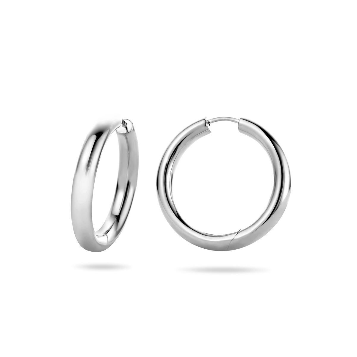 Orecchini a cerchio in argento da donna – argento 925 rodiato 28x4 mm