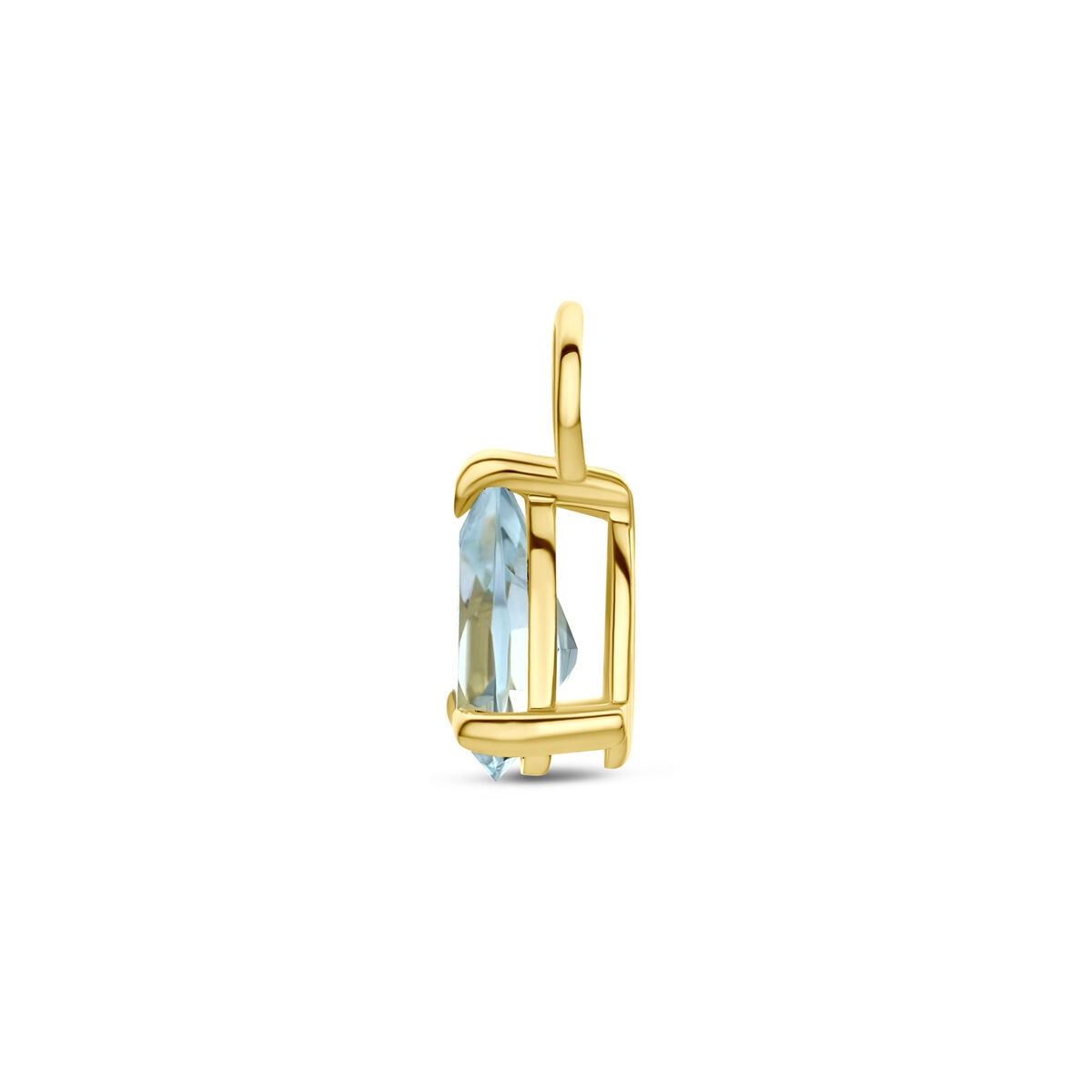 Ciondolo per orecchini a cerchio in oro giallo 14k con topazio blu