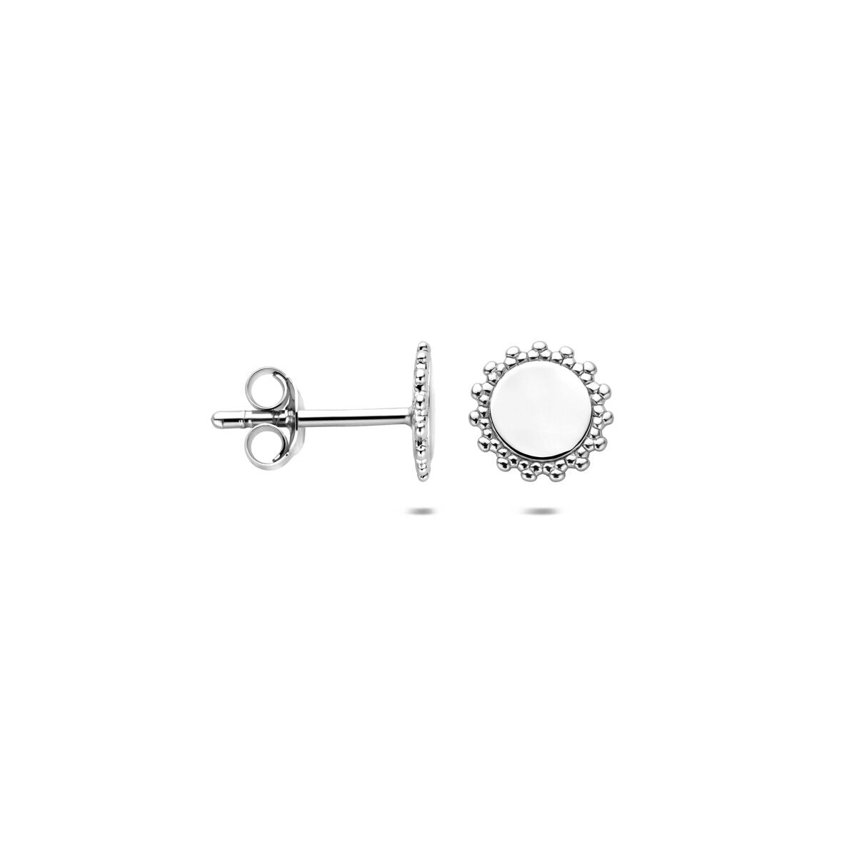 Orecchini a bottone rotondi in argento rodiato 7,5 mm