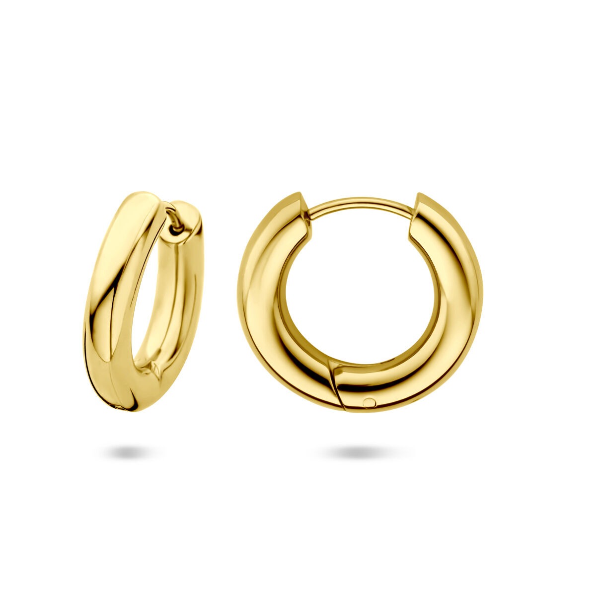 Orecchini a cerchio con clip in acciaio color oro 20x4mm